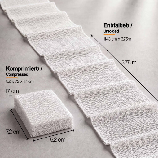 Pulox Komprimierte Gaze - 3x Sterile Mullkompresse Bandage Notfallverband zur Wundversorgung