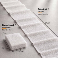 Pulox Komprimierte Gaze - 3x Sterile Mullkompresse Bandage Notfallverband zur Wundversorgung