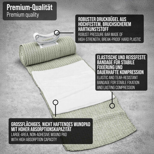 Pulox Notfallverband Trauma-Bandage – Steriler Druckverband zur Blutstillung, Israeli Bandage