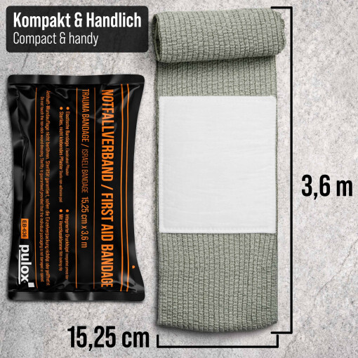 Pulox Notfallverband Trauma-Bandage – Steriler Druckverband zur Blutstillung, Israeli Bandage