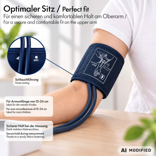 Pulox Blutdruckmanschette 15-24 cm – Universal Doppelschlauch Manschette für Oberarm