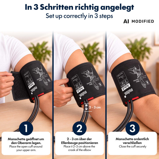 Pulox Blutdruckmanschette 22-66 cm – Universal Doppelschlauch Manschette, Extra Groß für Oberarm