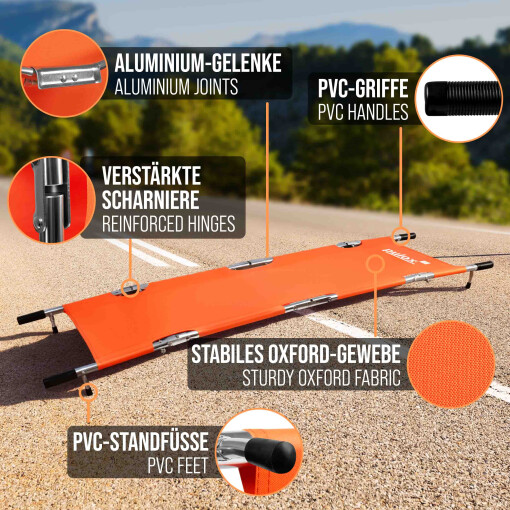 Pulox Krankentrage KTG-200 - 3x Klappbare professionelle Notfalltrage