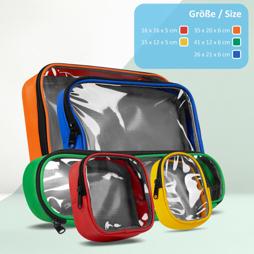 Pulox Modultasche diverse Farben mit Klarsichtfenster und Klettstreifen für Notfallrucksack