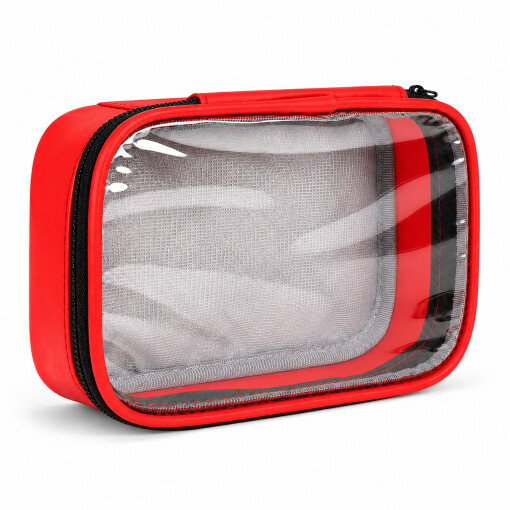 Pulox Modultasche Rot 15 x 11 x 5 cm mit Klarsichtfenster und Klett