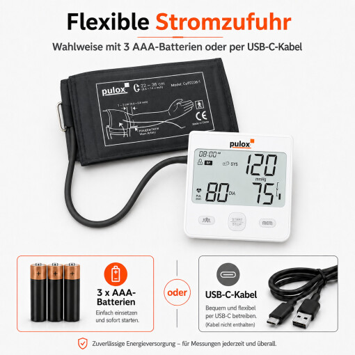 Pulox BP-200 - Automatisches Blutdruckmessgerät mit AFib-Erkennung bei Herzrhythmusstörungen und Vorhofflimmern