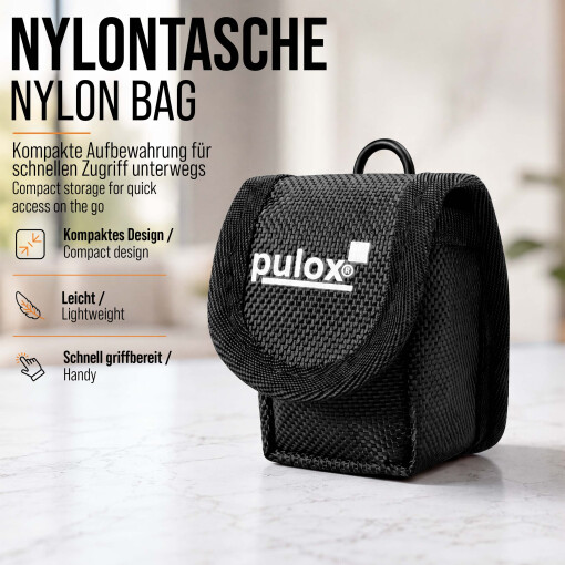 Pulox Zubehör-Kit für Pulsoximeter – Hardcase, Nylontasche, Silikonhülle & Trageband